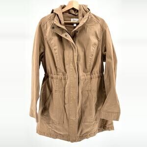 Market & Spruce Tan Cotton Utility Detachable Hood Anorak Jacket